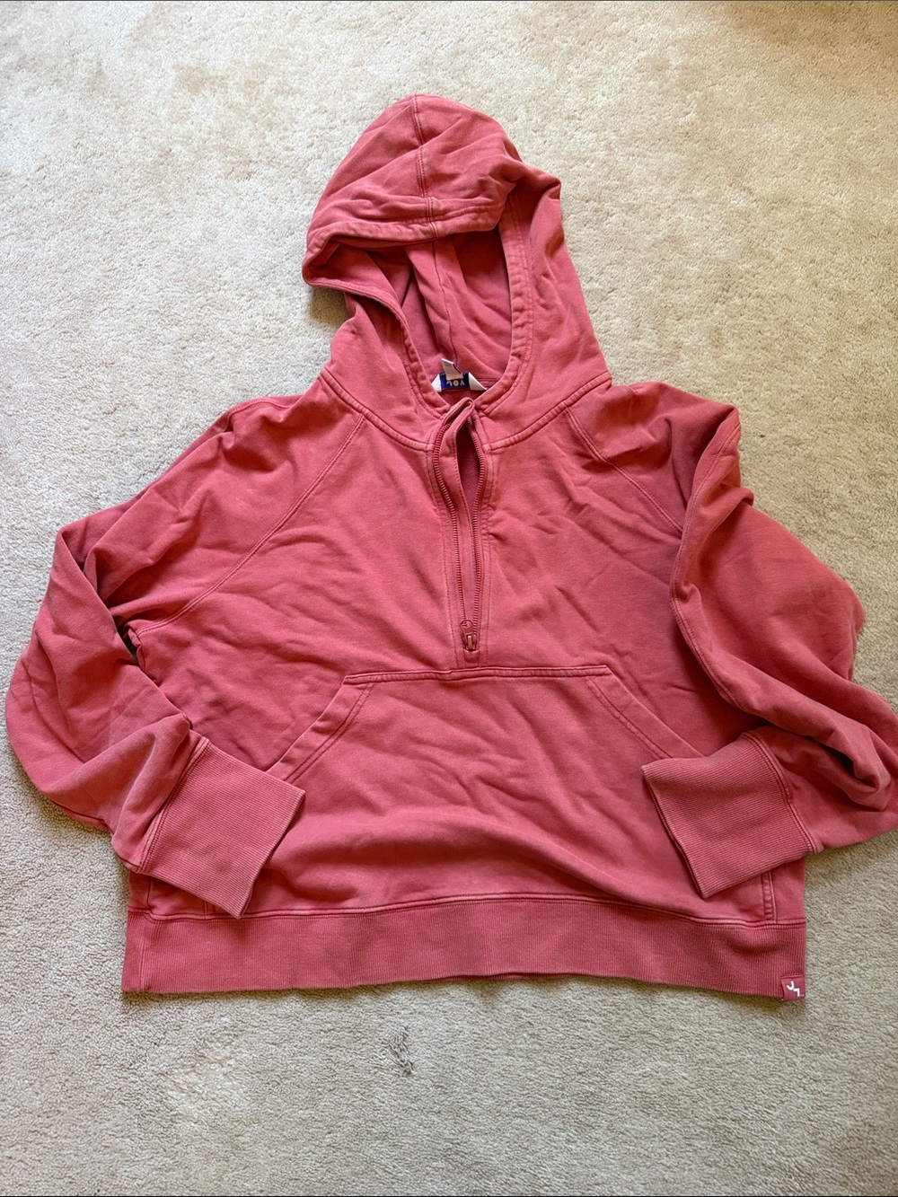 JoyLab Half-Zip Hooded Pullover Sweater - coral color